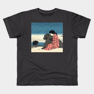 Woman with bear Japanese art Kids T-Shirt